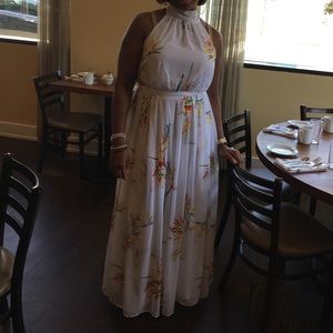 Maxi Dress halter, flower print abstract design